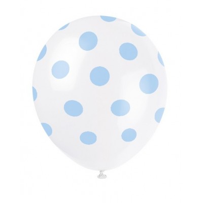 Azzurro Pois Bianchi Palloncini in lattice 12"- 30 cm