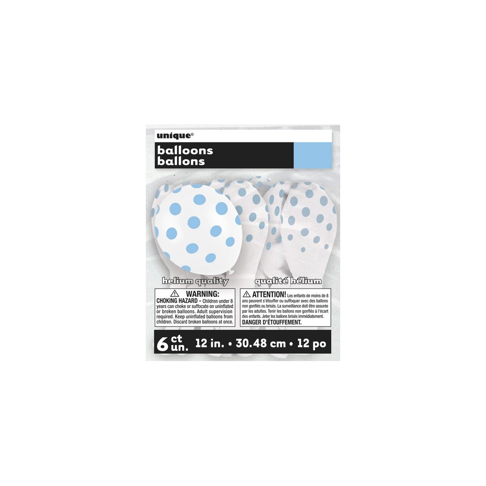 Azzurro Pois Bianchi Palloncini in lattice 12"-...