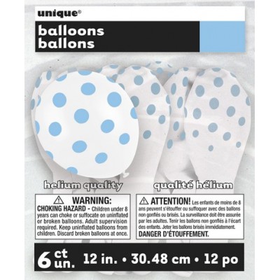 Azzurro Pois Bianchi Palloncini in lattice 12"- 30 cm