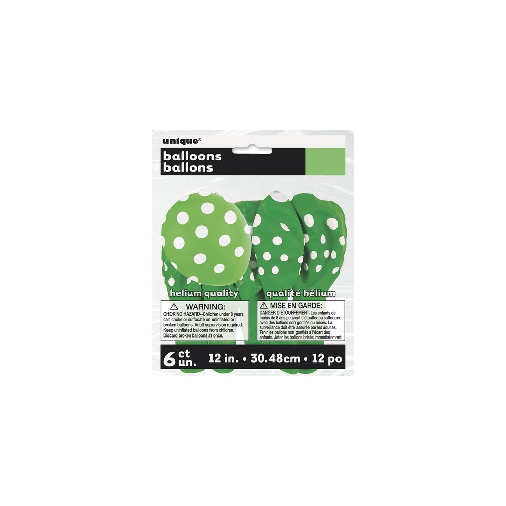 Verde Pois Bianchi Palloncini in lattice 12"-...