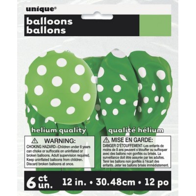 Verde Pois Bianchi Palloncini in lattice 12"- 30 cm