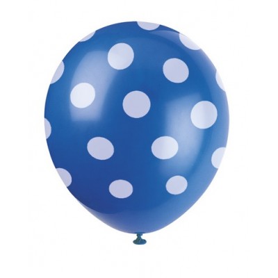 Blu Pois Bianchi Palloncini in lattice 12"- 30 cm