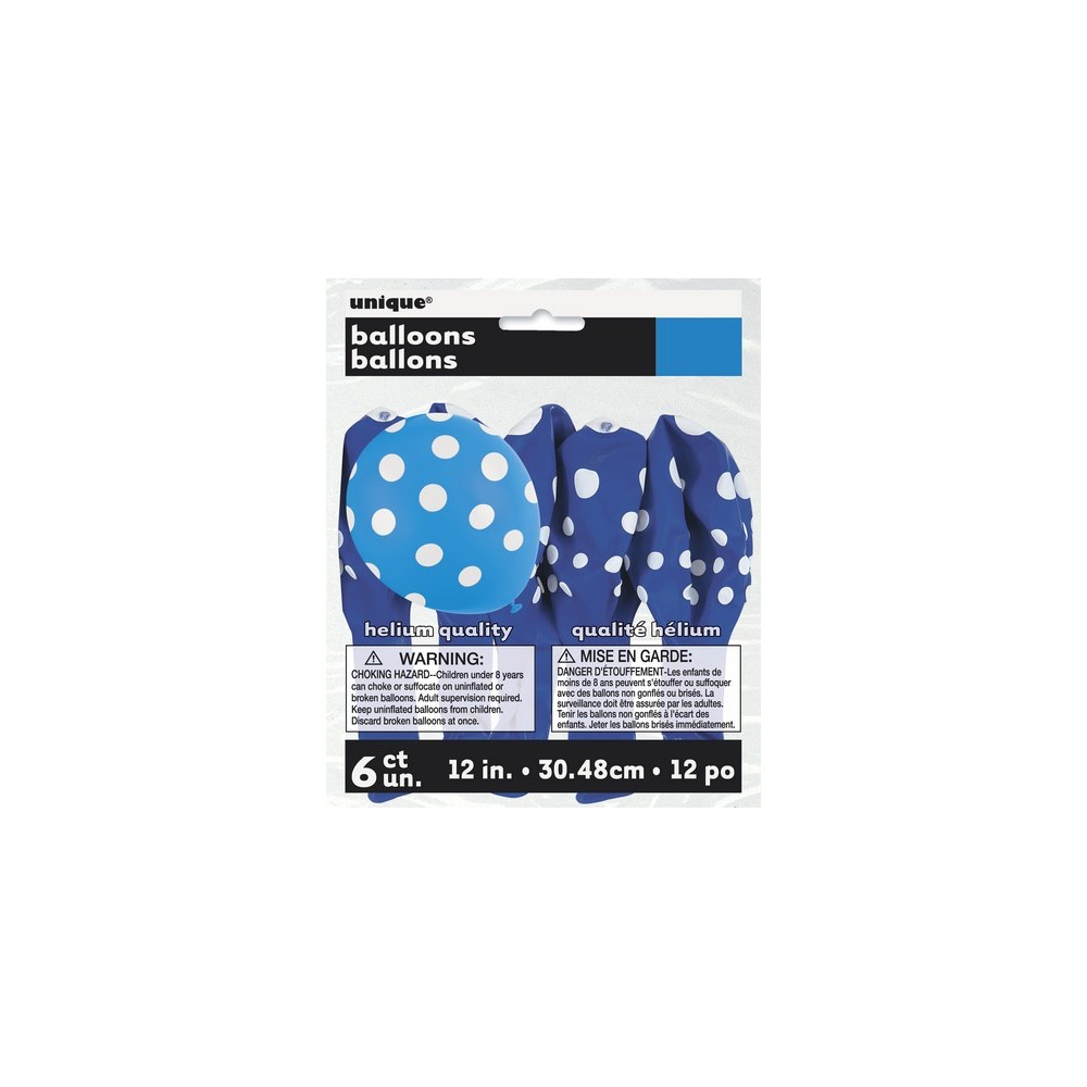 Blu Pois Bianchi Palloncini in lattice 12"- 30 cm