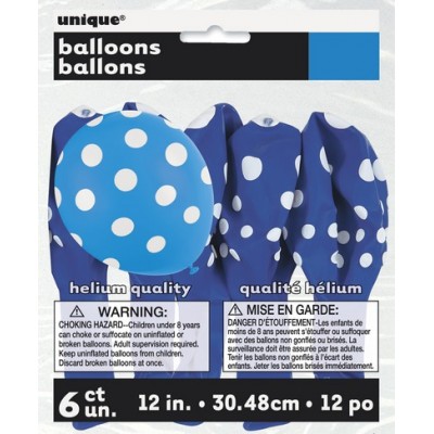 Blu Pois Bianchi Palloncini in lattice 12"- 30 cm