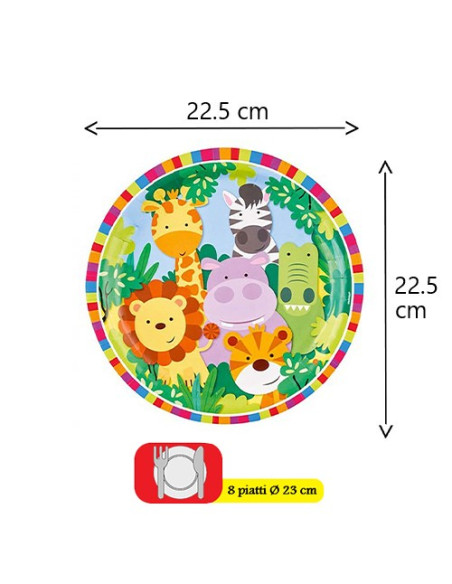 Animali della Giungla - Piatti di carta 23 cm