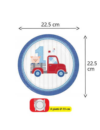 Fattoria Farmhouse Boy Piatti di carta 23 cm
