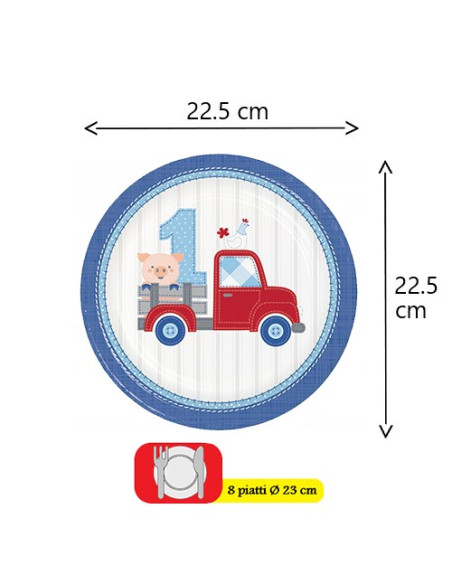 Fattoria Farmhouse Boy Piatti di carta 23 cm