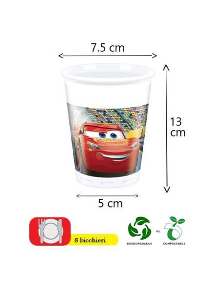 Cars 3 Bicchieri di plastica 200 ml ECO