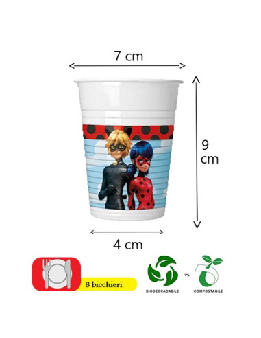 Miraculous Lady Bug - Bicchieri di plastica 200...