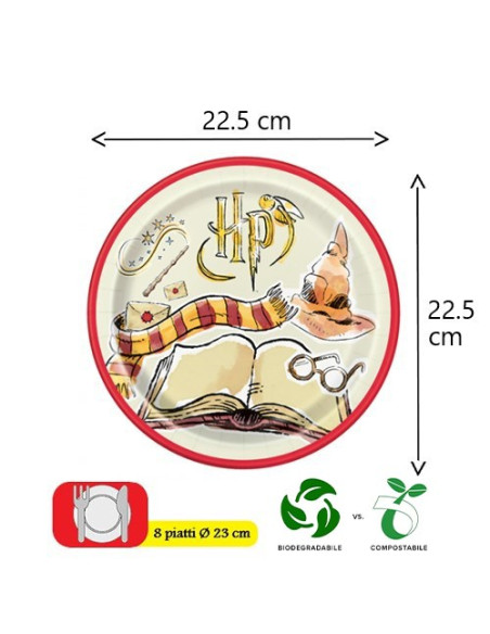 Harry Potter Piatti di carta 23 cm ECO
