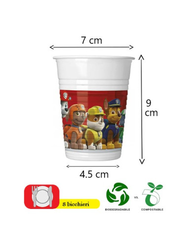 Paw Patrol - Bicchieri di plastica 200 ml ECO