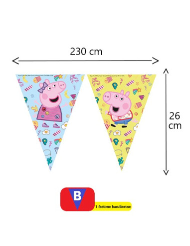 Peppa Pig - Festone bandierine triangolari in...
