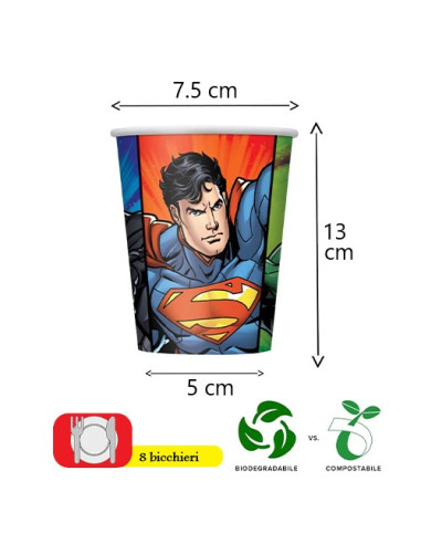 Justice League Bicchieri di carta 266 ml ECO