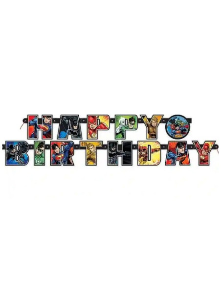 Justice League Festone snodabile Happy Birthday 182x15 cm
