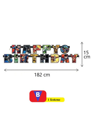 Justice League Festone snodabile Happy Birthday...