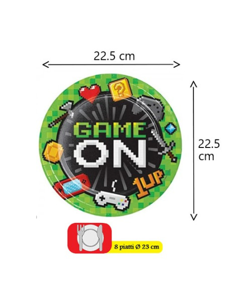 Gaming Party Piatti di carta 23 cm
