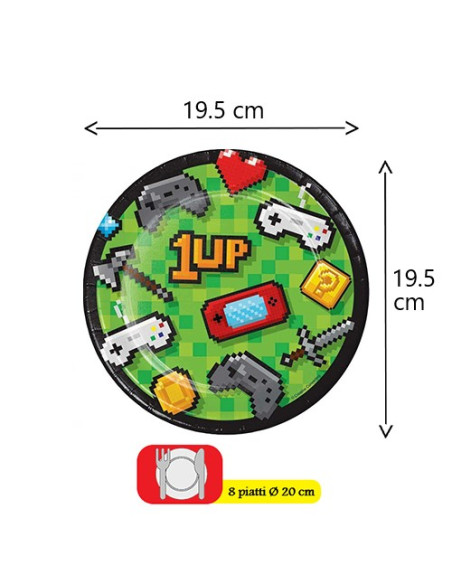 Gaming Party Piatti di carta da dessert 20 cm