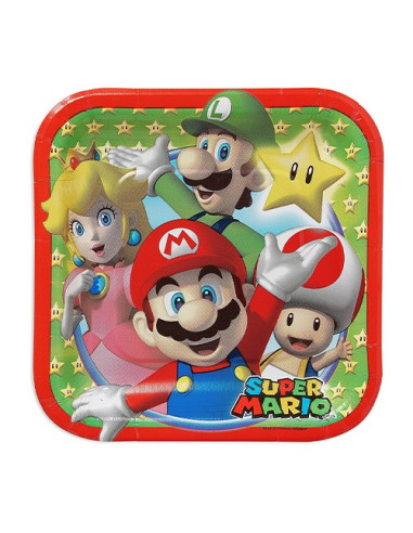 Super Mario - Piatti di carta da dessert 20 cm