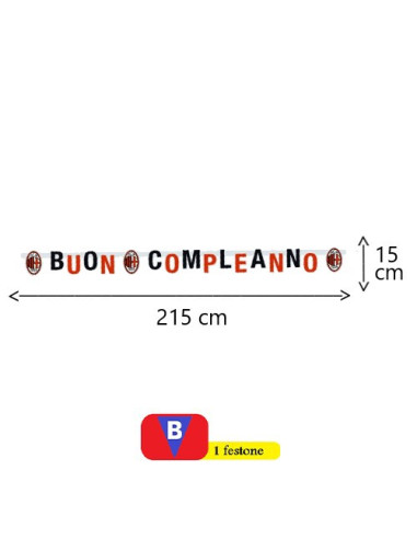 Milan Festone snodabile Buon Compleanno 215x15 cm