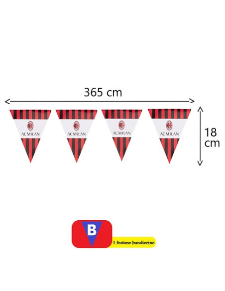 Milan Festone bandierine triangolari in plastica 295x18 cm