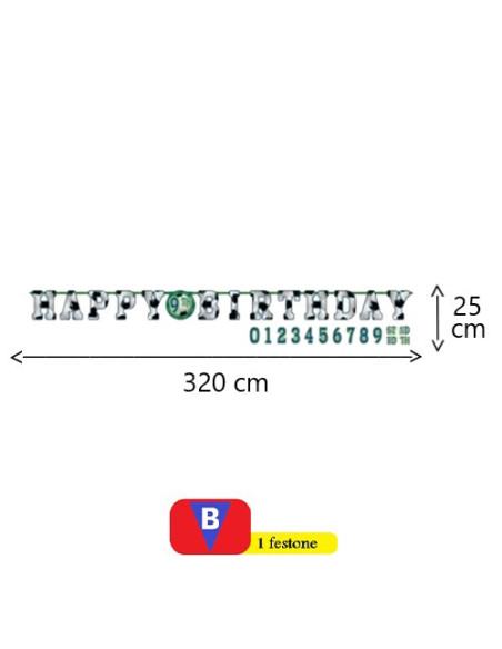 Calcio Soccer - Festone snodabile Happy Birthday 320x25 cm