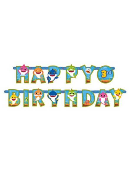 Baby Shark Festone sagomato personalizzabile Happy Birthday 320x22 cm