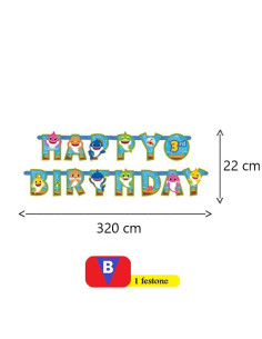 Baby Shark Festone sagomato personalizzabile Happy... 2