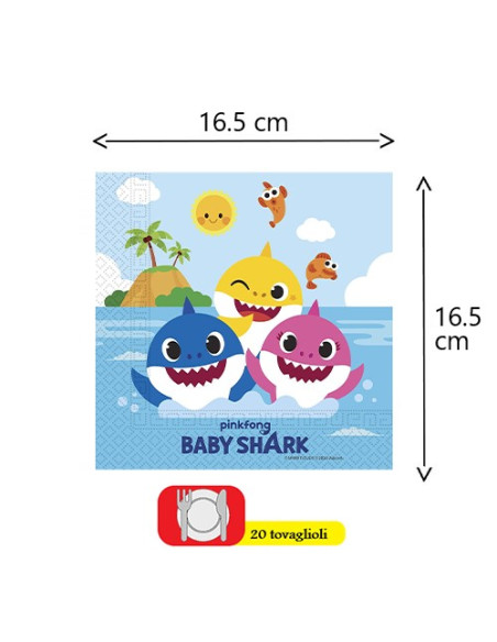 Baby Shark - Tovaglioli di carta 33x33 cm