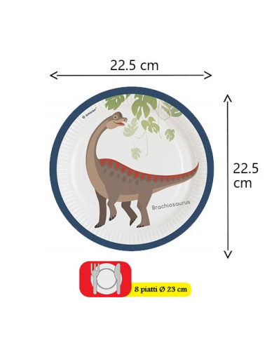 Happy Dinosaur - Piatti di carta 23 cm