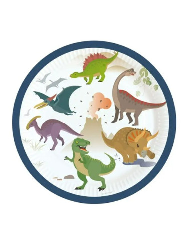 Happy Dinosaur - Piatti di carta da dessert 20 cm