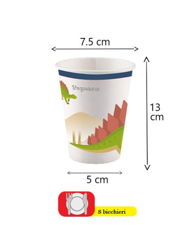 Happy Dinosaur - Bicchieri di carta 250 ml