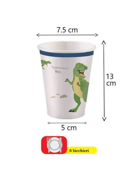 Happy Dinosaur - Bicchieri di carta 250 ml