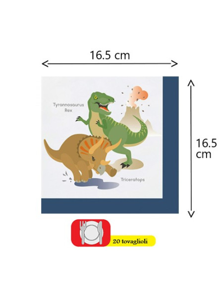 Happy Dinosaur Tovaglioli di carta 33x33 cm