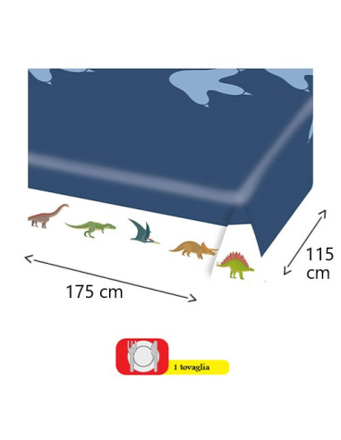 Happy Dinosaur Tovaglia di carta 115x175 cm