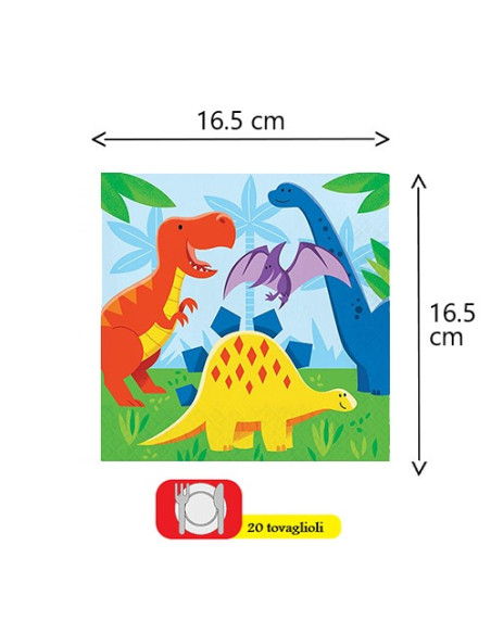 Dinosaur Friends Tovaglioli di carta 33x33 cm