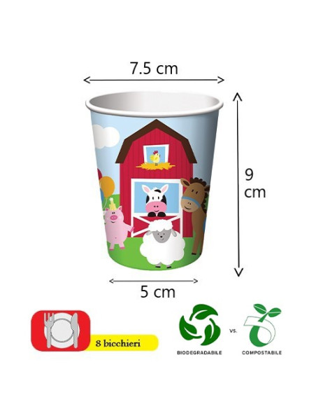 Fattoria Farmhouse Fun Bicchieri di carta 266 ml ECO