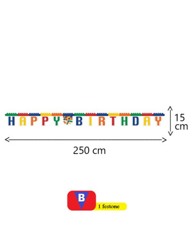Block Party Festone snodabile Happy Birthday...