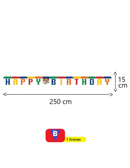 Block Party Festone snodabile Happy Birthday 250x15 cm