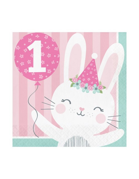 Tovagliolo 33 x 33 cm 1 Compleanno Coniglietta