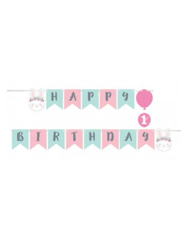 Festone Happy Birthday 192 x 15 cm con adesivo...
