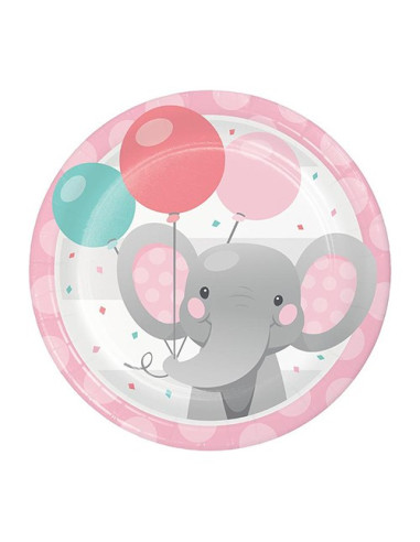 Elefantino Girl - Piatti di carta da dessert 18 cm