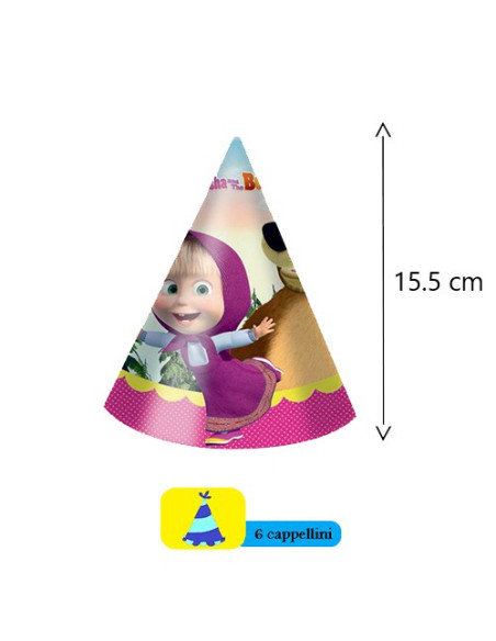 Masha & Orso - Cappellini di cartoncino a forma di cono