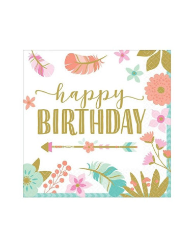Boho Birthday Girl Tovaglioli di carta da...