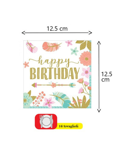 Boho Birthday Girl Tovaglioli di carta da...