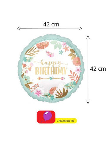 Boho Birthday Girl Palloncino foil Standard...