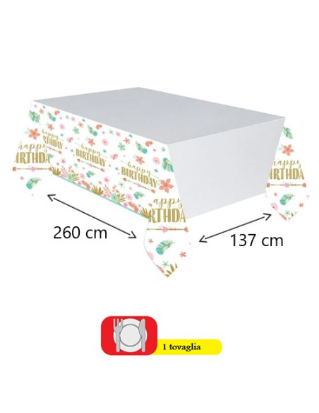 Boho Birthday Girl Tovaglia di carta 137x260 cm