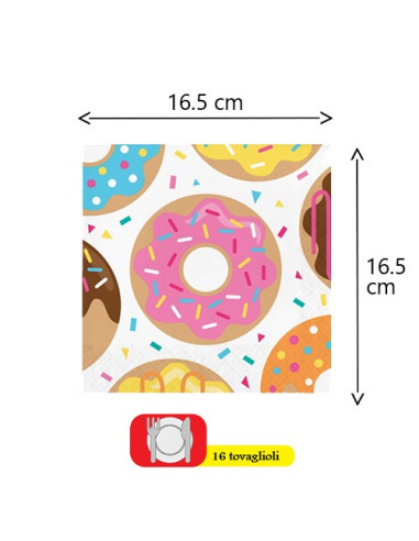 Ciambelle Donut - Tovaglioli di carta 33x33 cm
