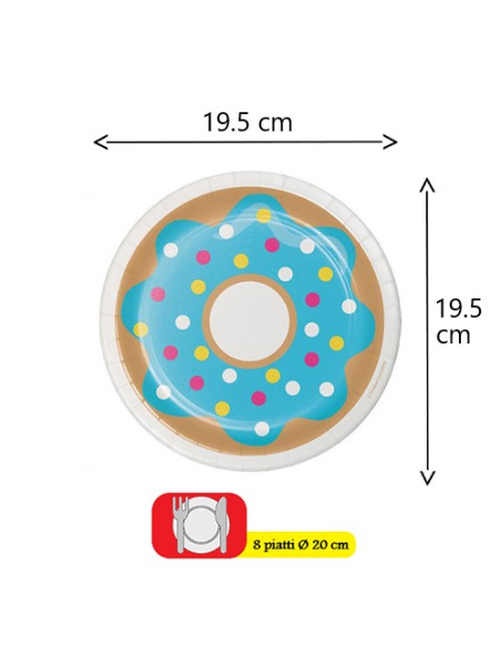 Ciambelle Donut Piatti di carta da dessert 20 cm