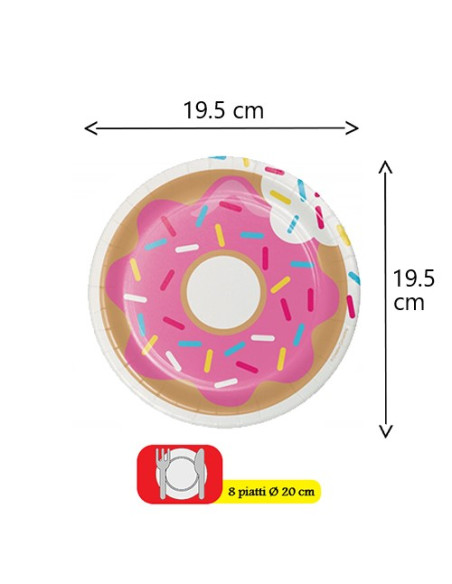 Ciambelle Donut Piatti di carta da dessert 20 cm