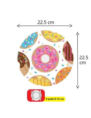 Ciambelle Donut Piatti di carta 23 cm